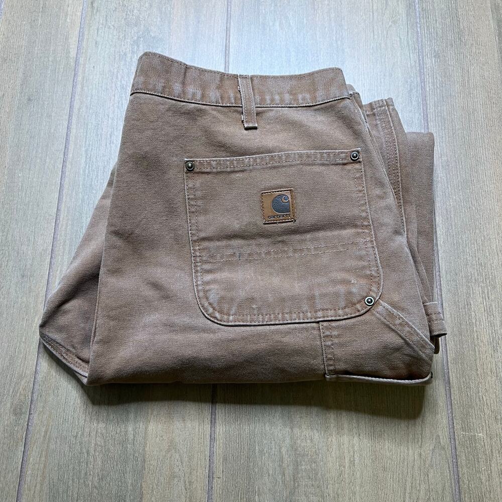 Carhartt B136 Double Knee Duck Work Pants Brown 38x34 Dungaree Fit baggy